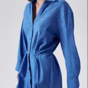 H & M Linen Shirt Dress size XS Blue NWT New! Low price markdown